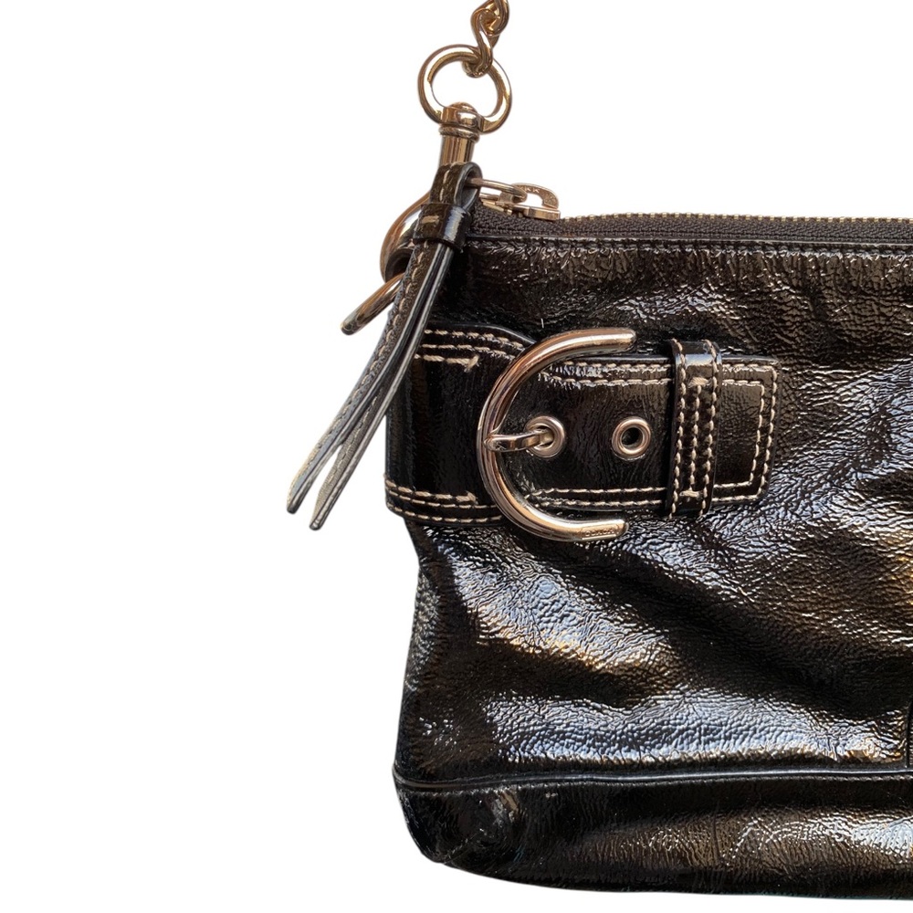 Coach Soho Chain Buckle Patent Black Leather Clutch Handbag - Picture 3 of 12
